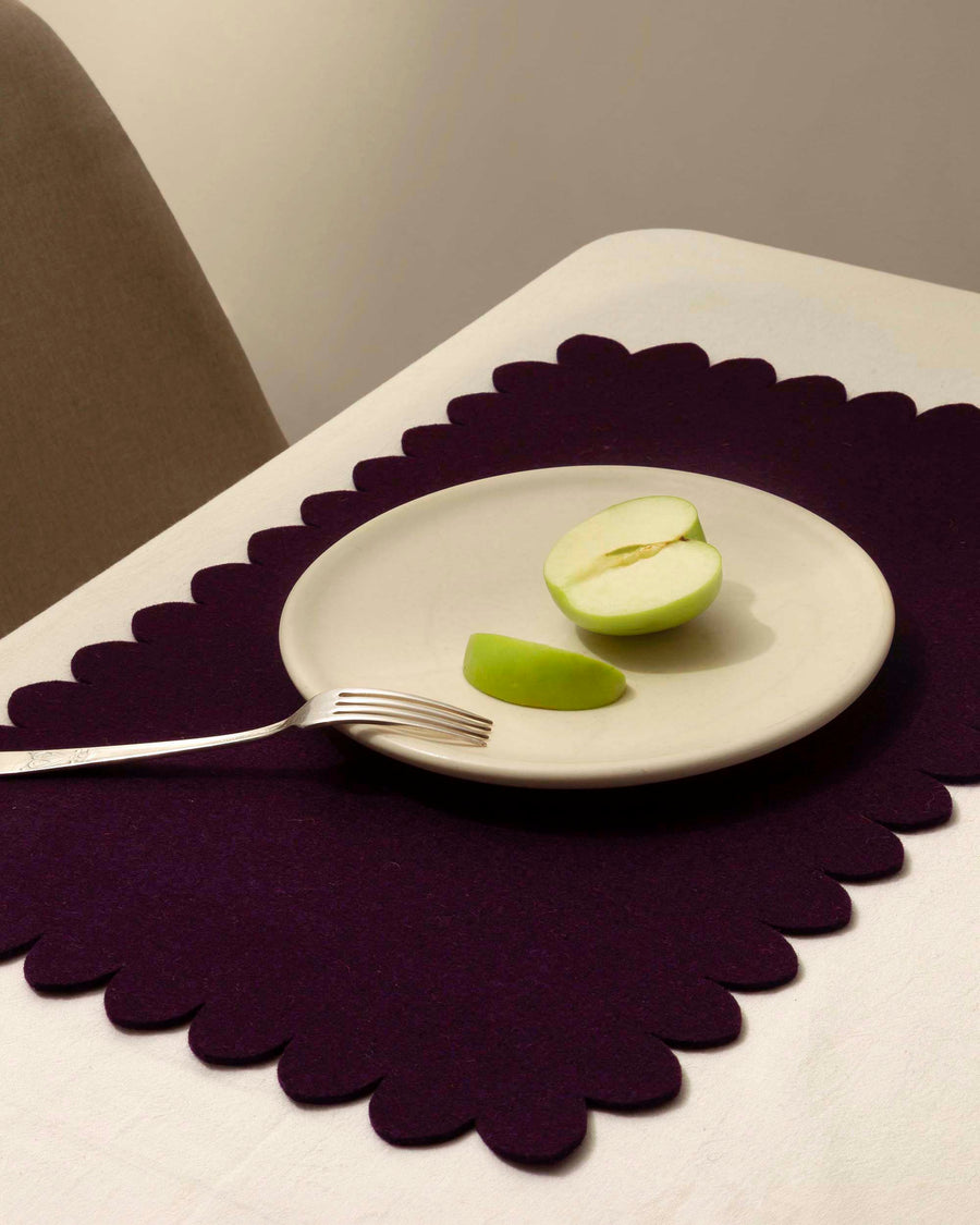 Crest Merino Wool Placemat - Aubergine