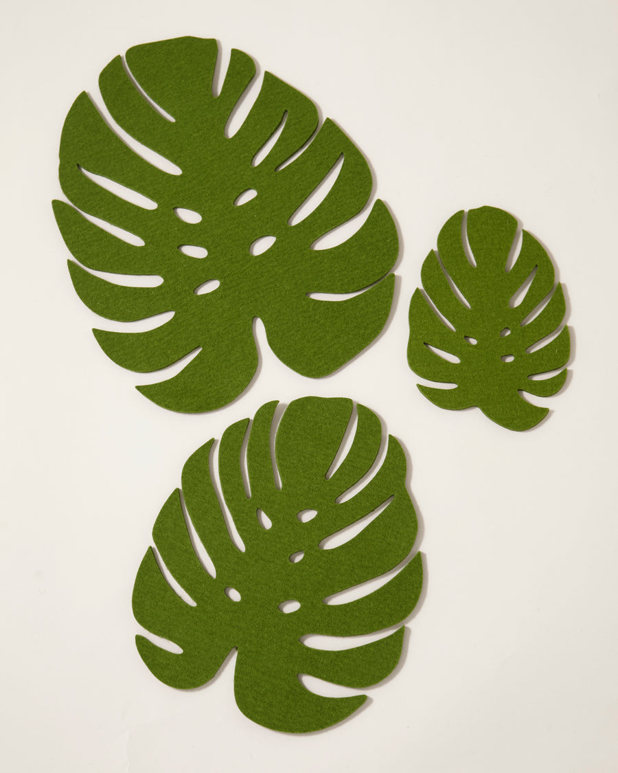 Merino Wool Monstera Leaf Trivet Multipack