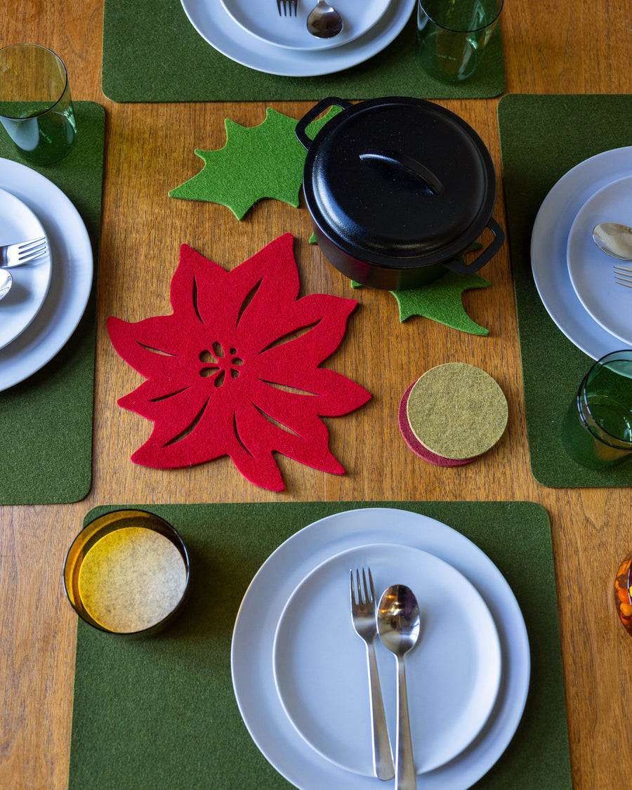 Merino Wool 10" Poinsettia Trivet