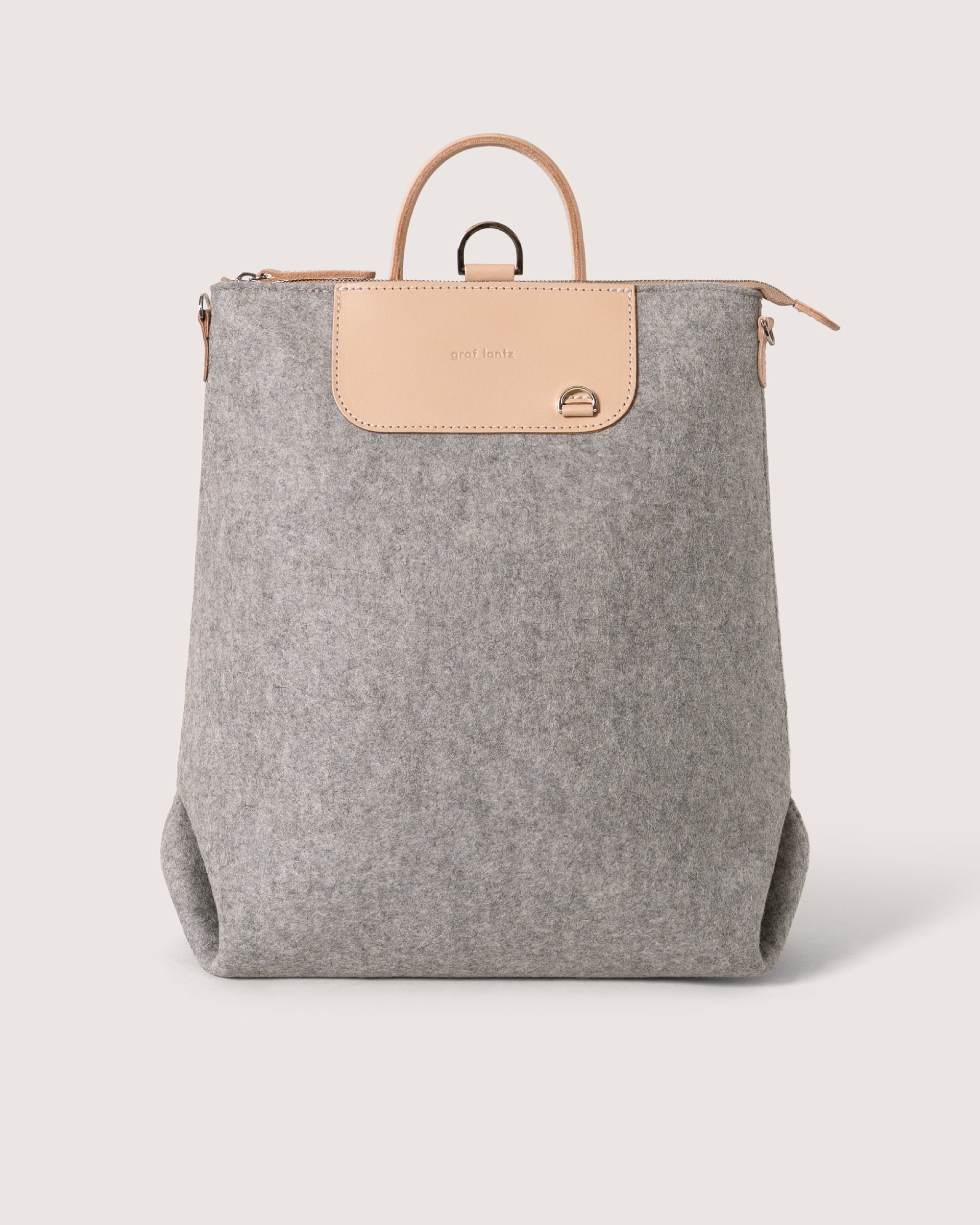 Merino Wool and Leather Bedford Backpack in Granite/Natural | Graf