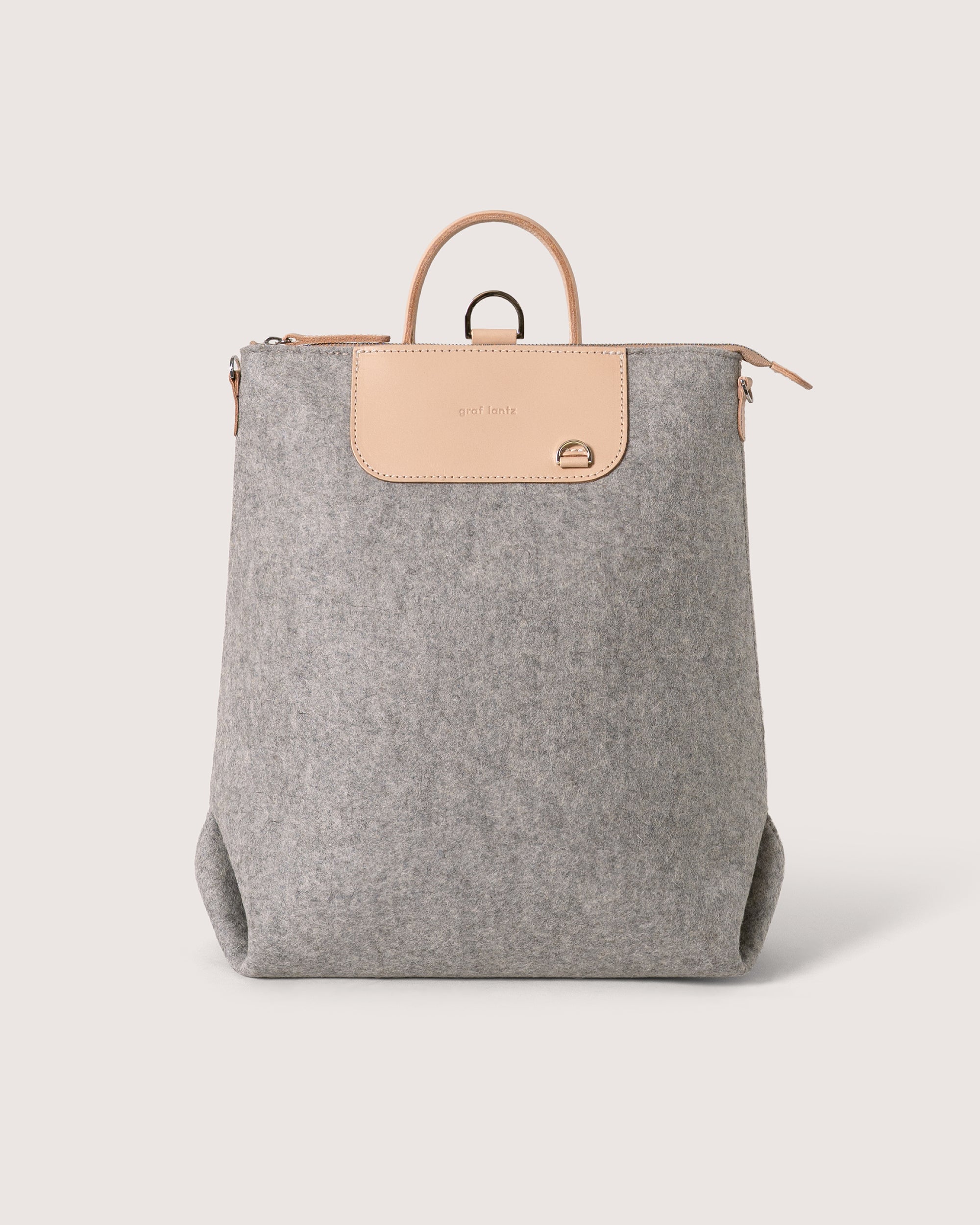 Merino Wool and Leather Bedford Backpack in Granite/Natural | Graf