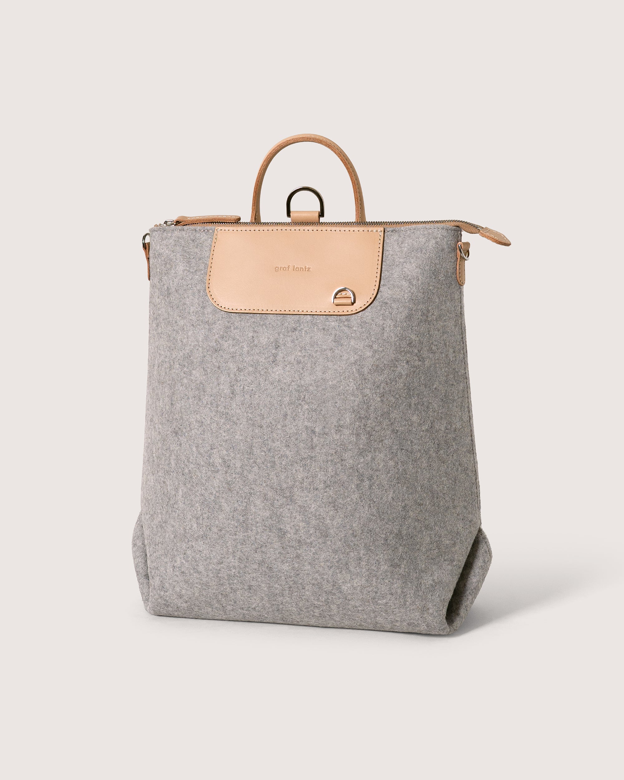 Merino Wool and Leather Bedford Backpack in Granite/Natural | Graf