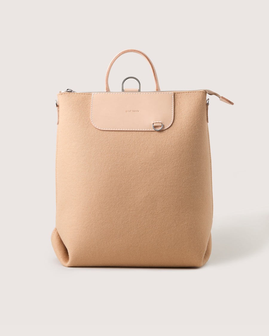 Merino Wool and Leather Bedford Backpack in Granite/Natural | Graf