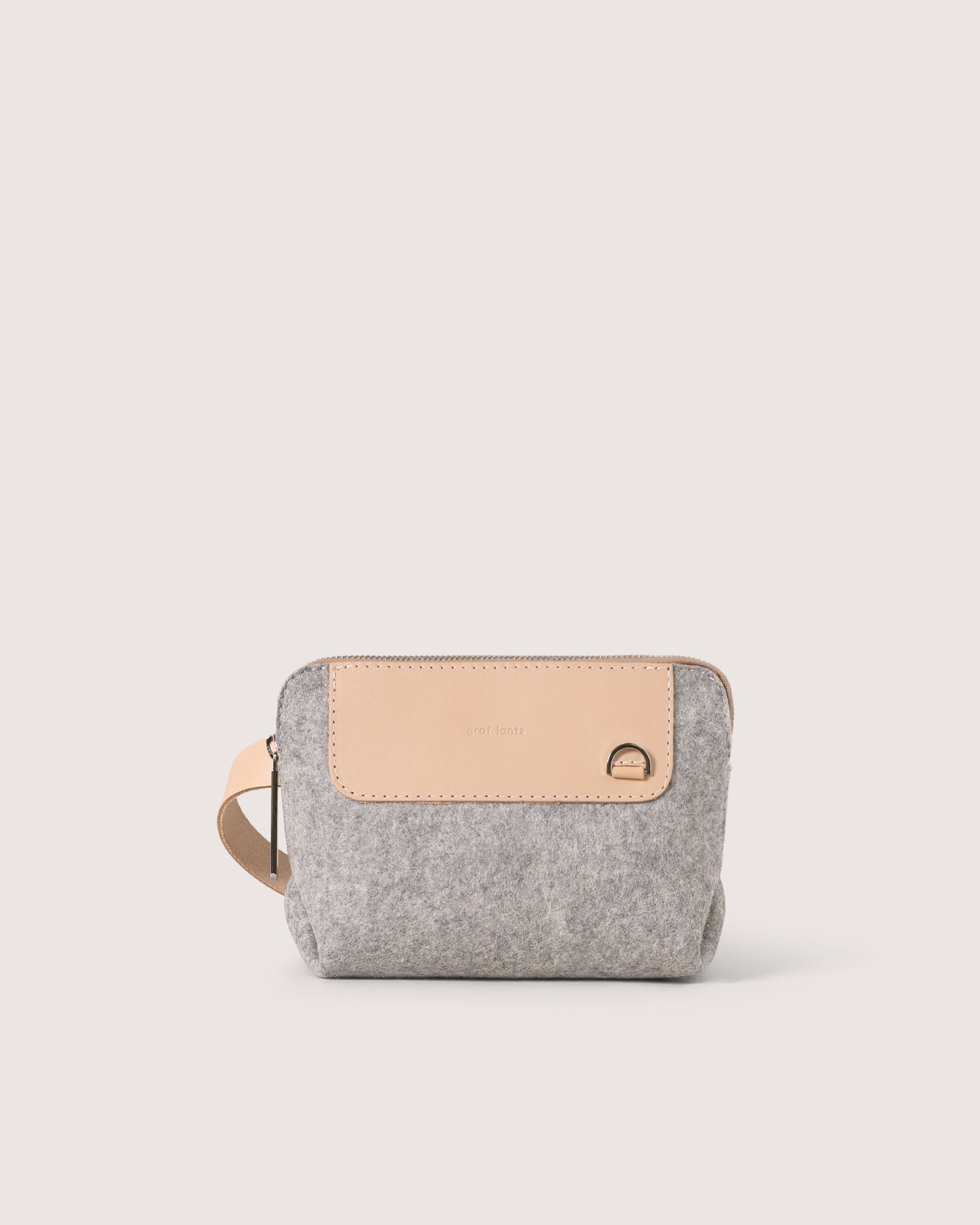 Merino Wool and Leather Bedford Belt Bag in Granite and Natural