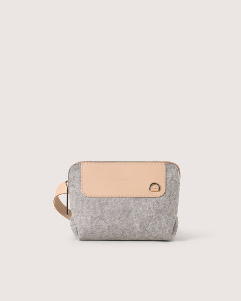 Merino Wool and Leather Bedford Belt Bag in Granite and Natural