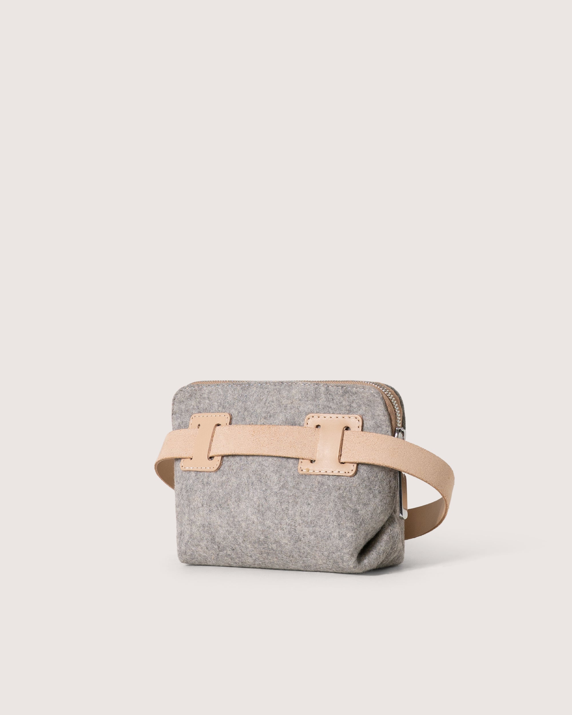 Merino Wool and Leather Bedford Belt Bag in Granite and Natural
