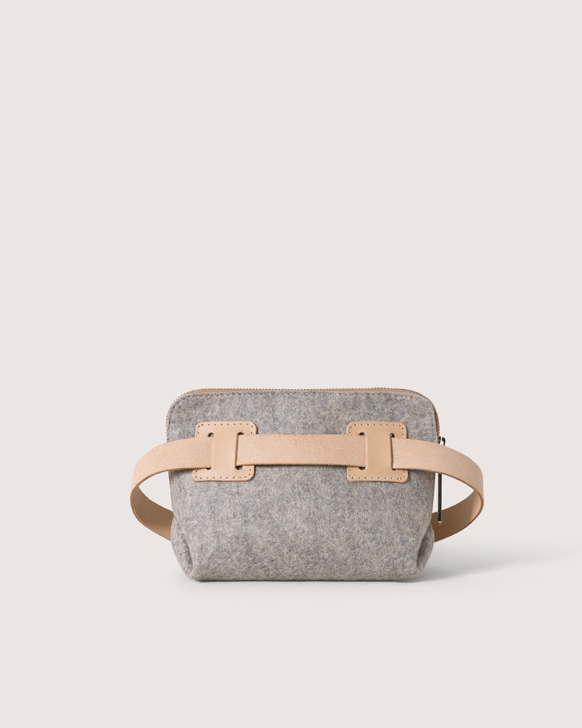 Merino Wool and Leather Bedford Belt Bag in Granite and Natural