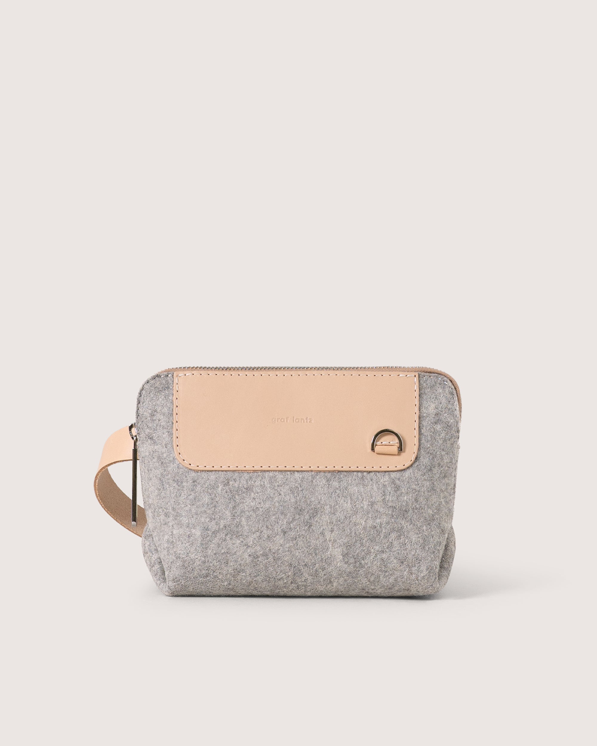 Merino Wool and Leather Bedford Belt Bag in Granite and Natural