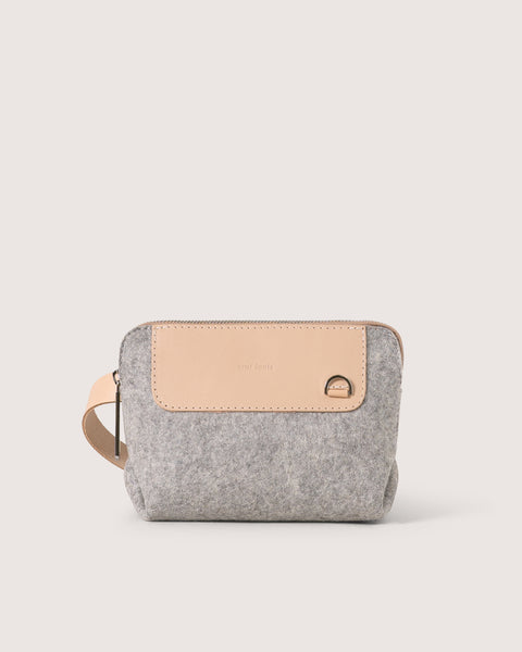 Merino Wool and Leather Bedford Belt Bag in Granite and Natural