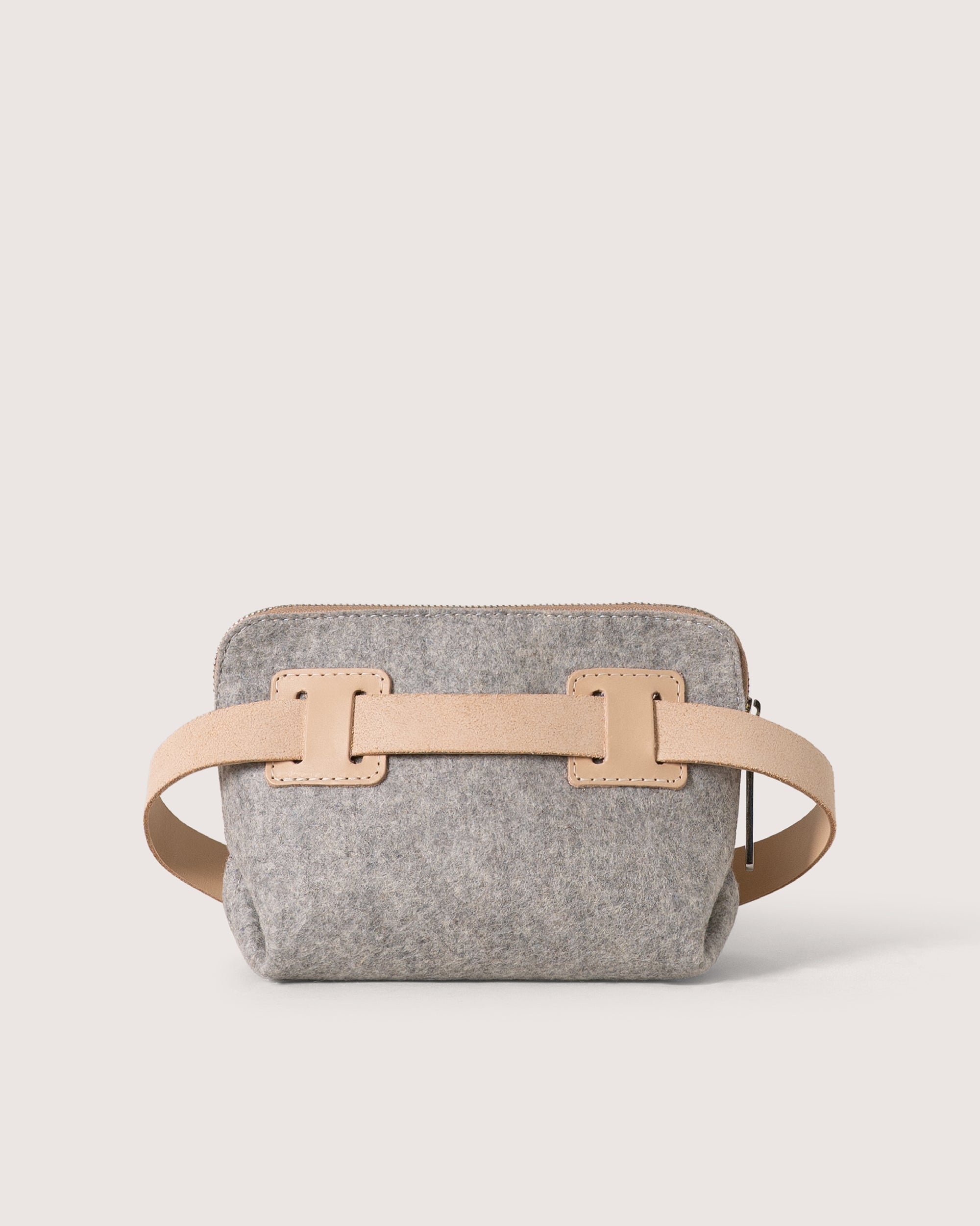 Merino Wool and Leather Bedford Belt Bag in Granite and Natural