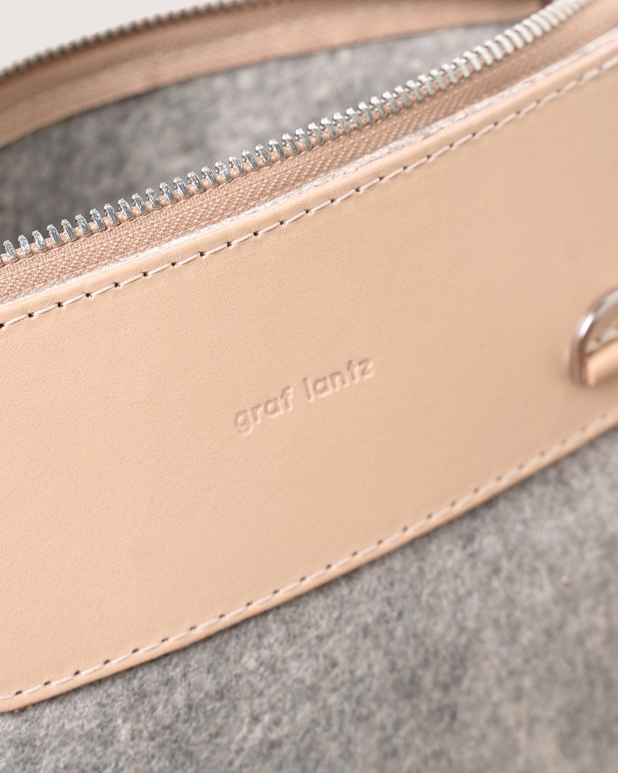 Merino Wool and Leather Bedford Belt Bag in Granite and Natural