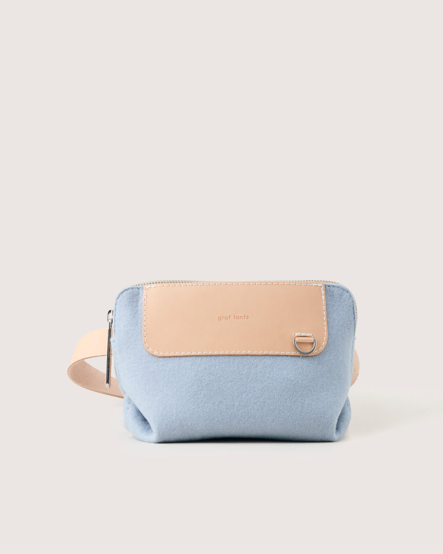 Merino Wool and Leather Bedford Belt Bag in Granite and Natural