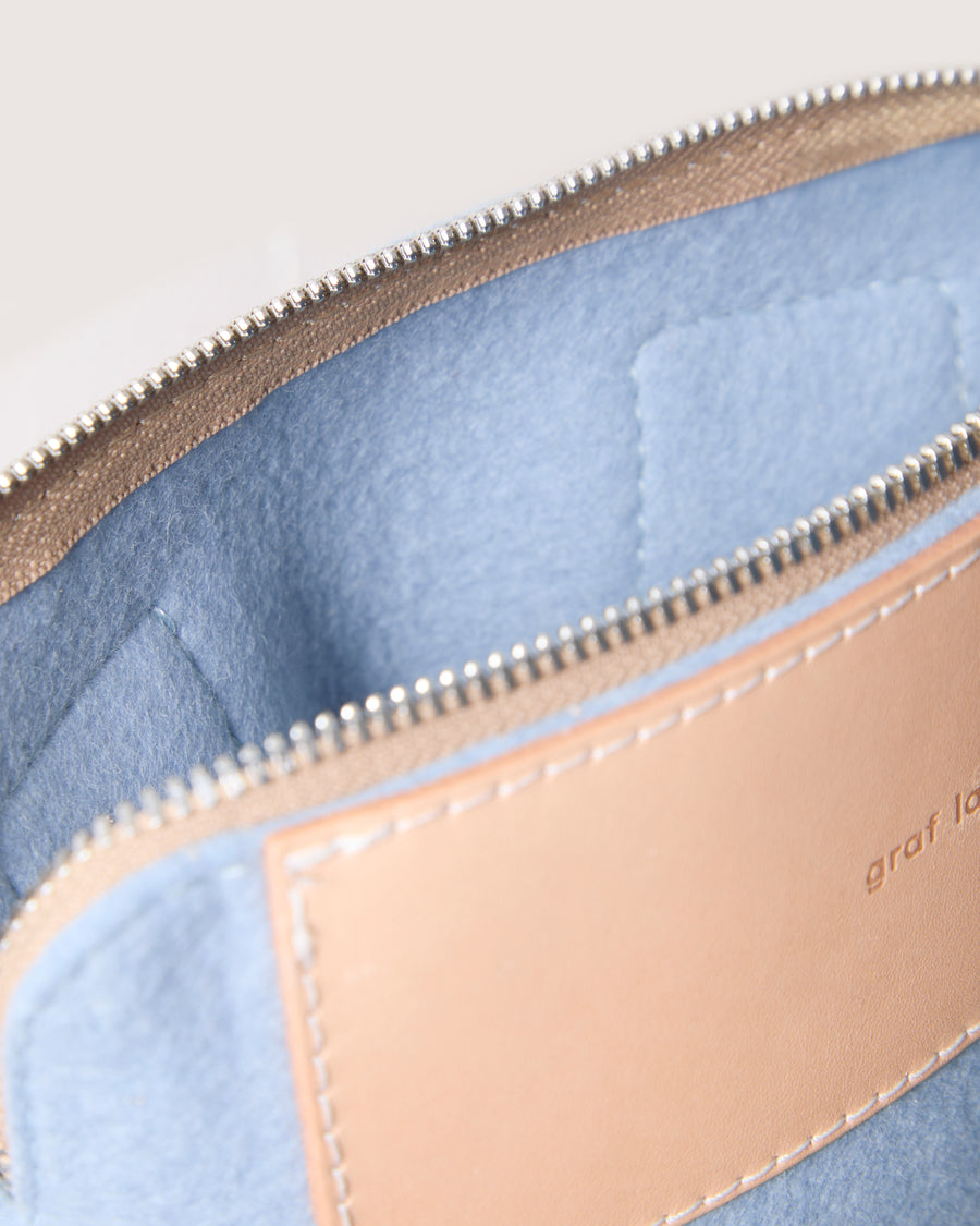 Merino Wool and Leather Bedford Belt Bag in Granite and Natural
