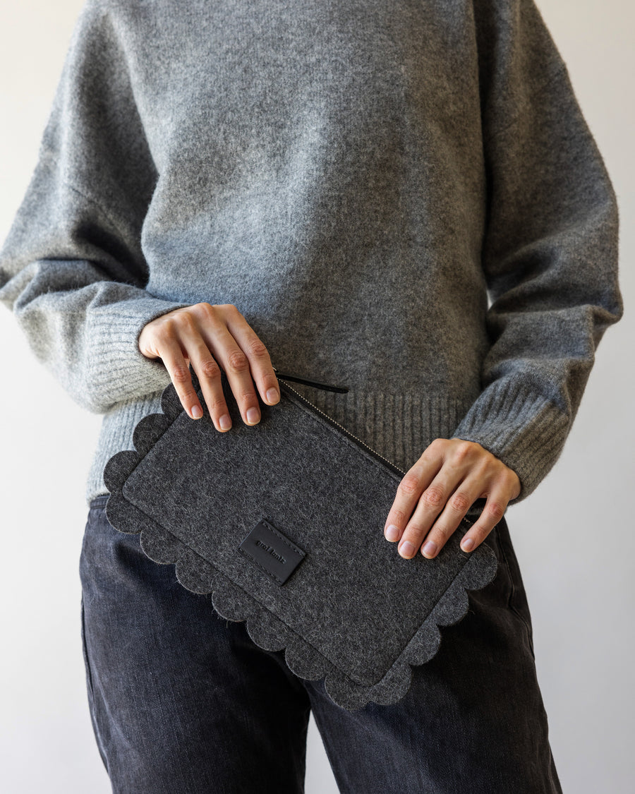 Deco Edge Merino Wool Pouch - Granite