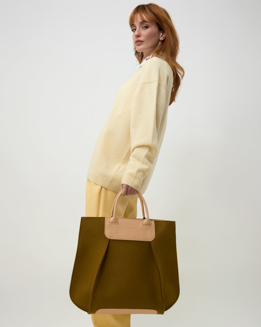 Frankie Merino Wool Crossbody and Top Handle Tote Bag in Gray and