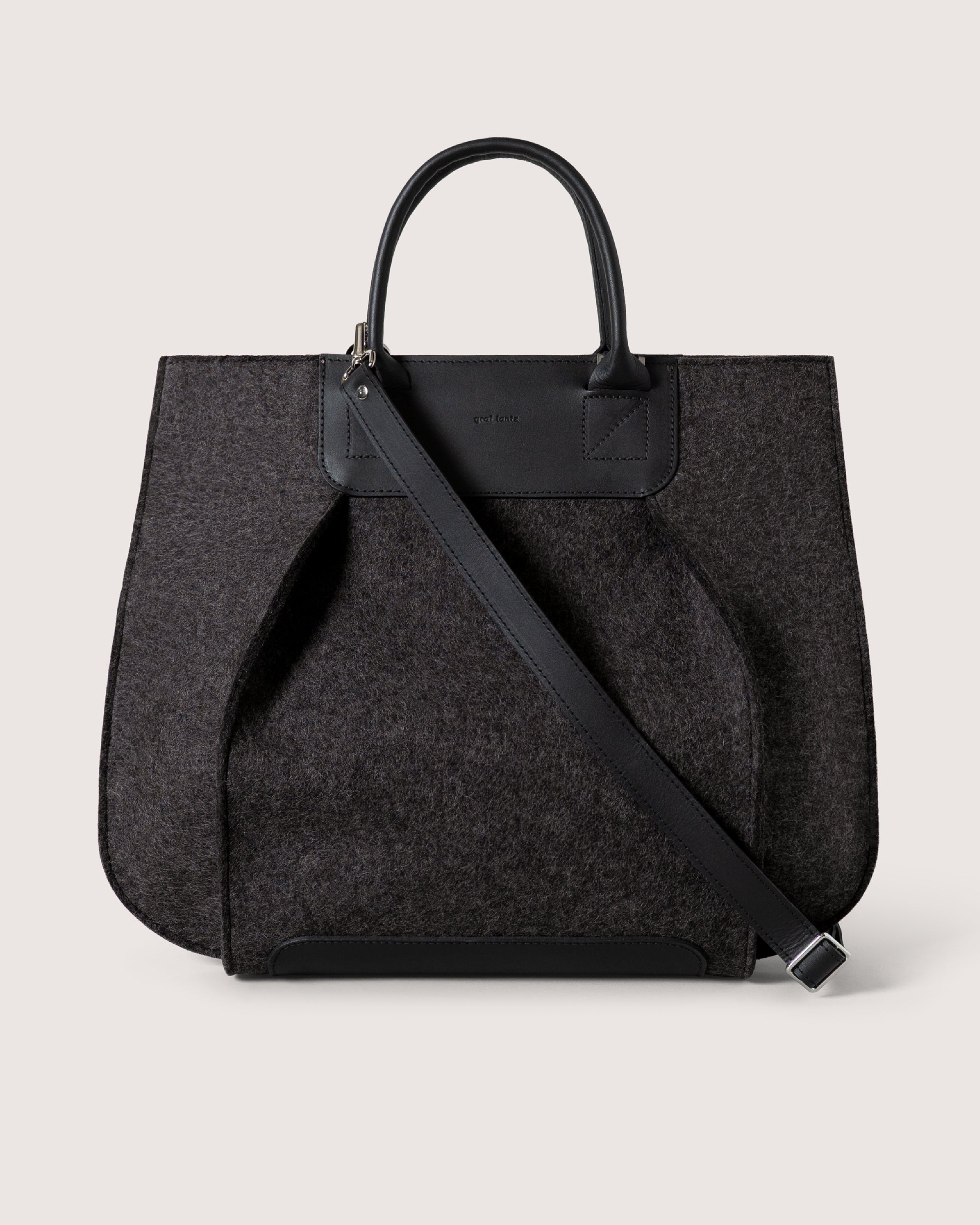 Frankie Merino Wool Crossbody and Top Handle Tote Bag in Dark Grey