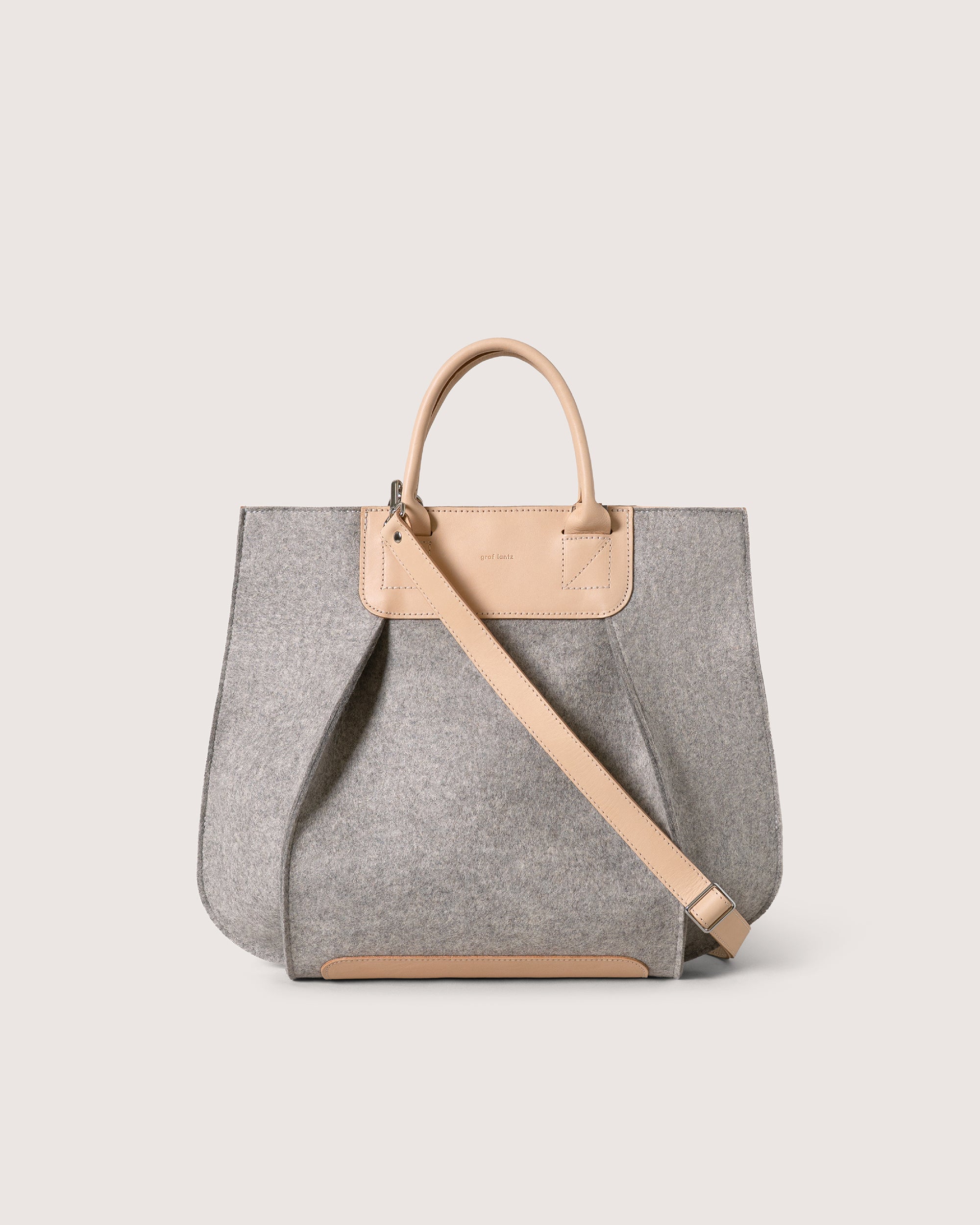 Frankie Merino Wool Crossbody and Top Handle Tote Bag in Gray and
