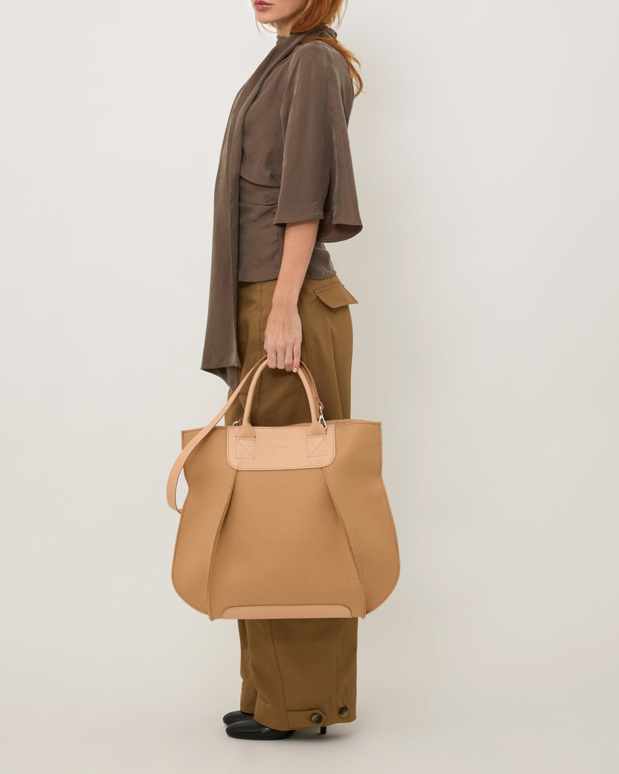 Frankie Merino Wool Crossbody and Top Handle Tote Bag in Gray and