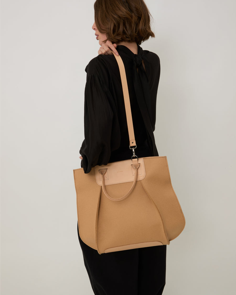 Frankie Merino Wool Crossbody and Top Handle Tote Bag in Dark Grey