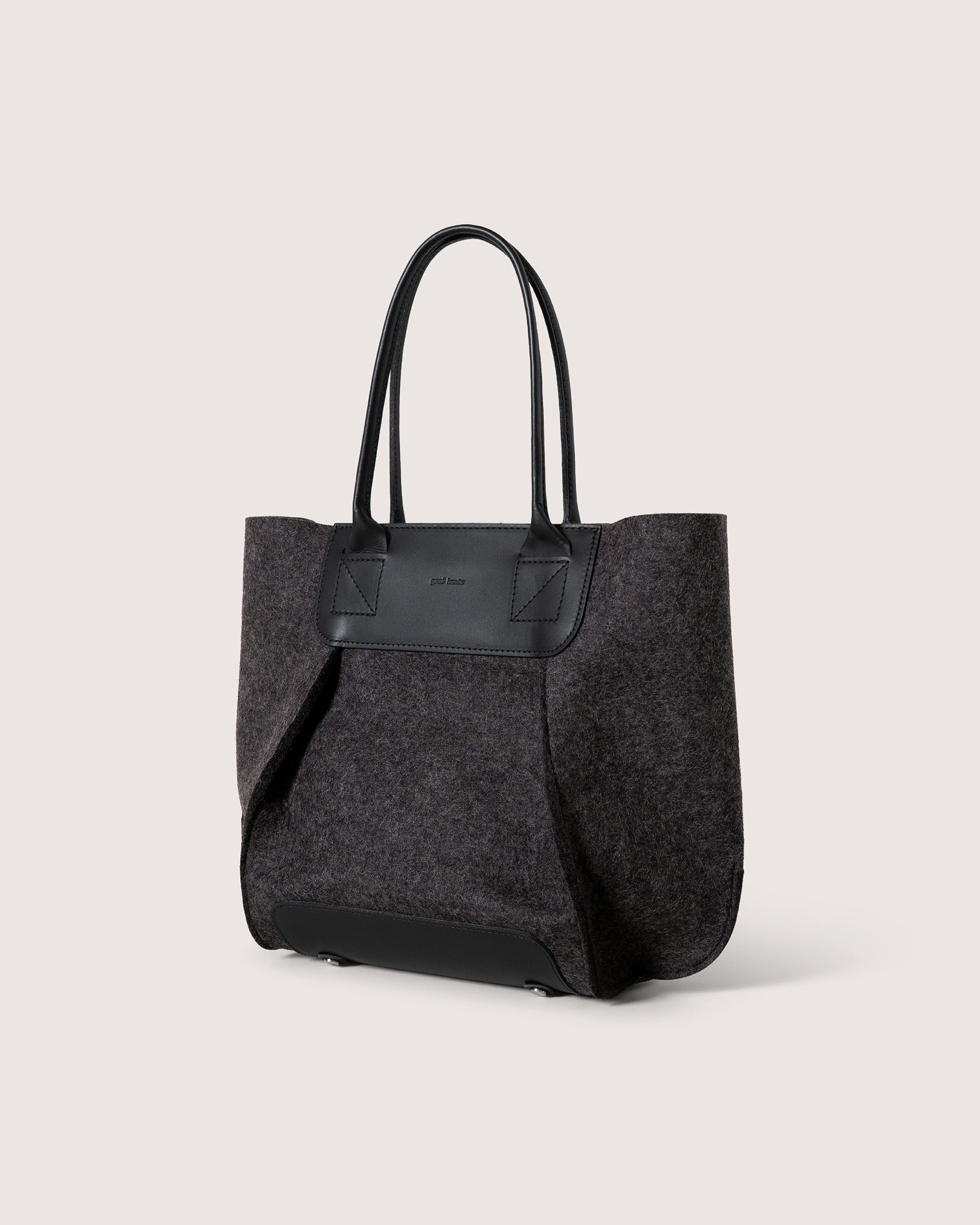 Frankie Merino Wool Crossbody Tote Bag in Charcoal and Black