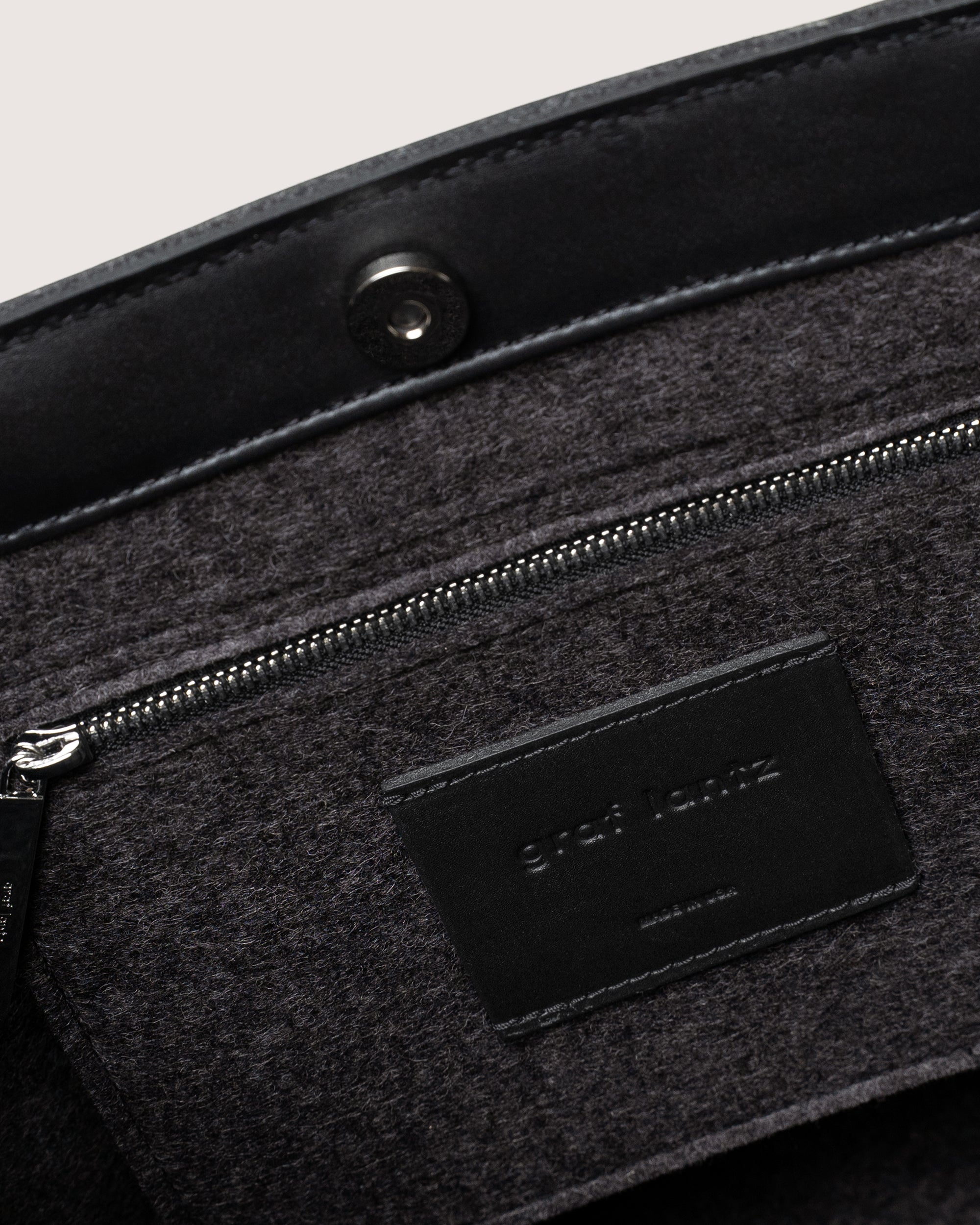 Frankie Merino Wool Crossbody Tote Bag in Charcoal and Black