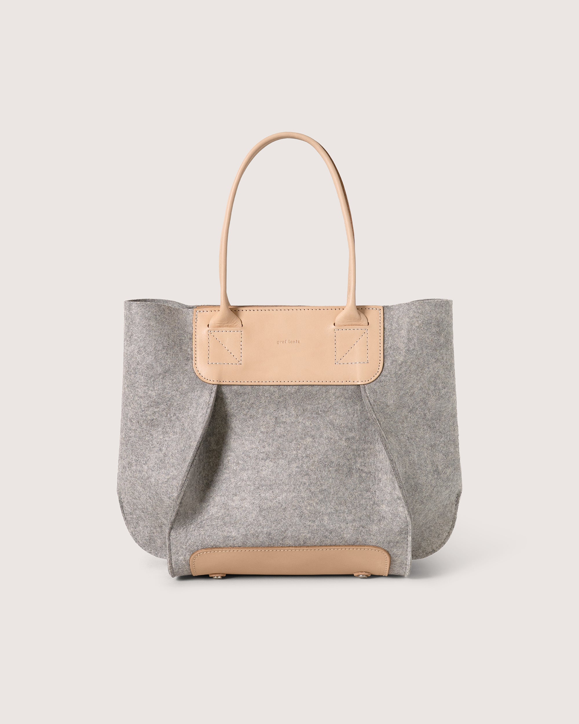 クロナガス StartLine Frankie Merino Wool Crossbody Tote Bag in Gray and Beige | Graf Lantz
