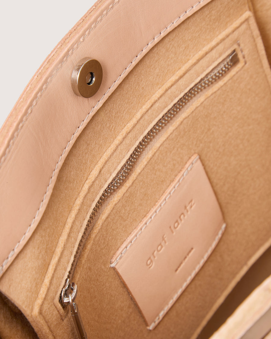 Frankie Merino Wool Crossbody Tote Bag in Charcoal and Black