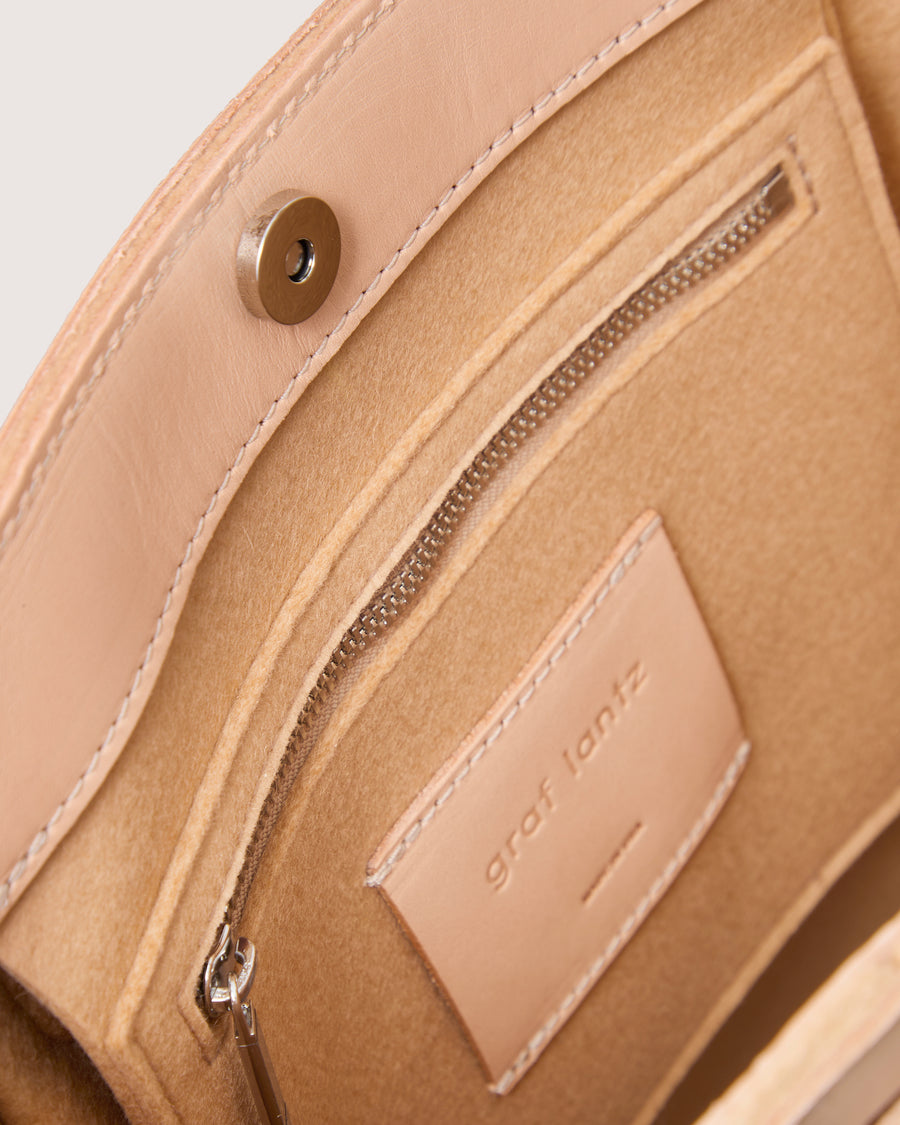 Frankie Merino Wool Crossbody Tote Bag in Gray and Beige | Graf Lantz