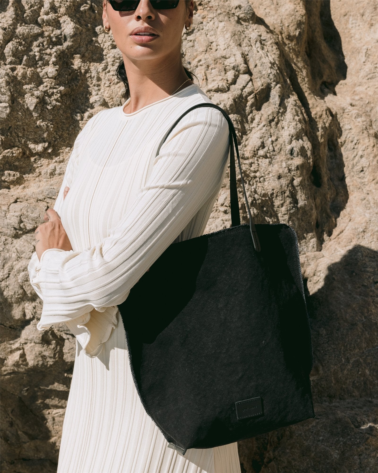 Hana Canvas Tote in Black Canvas