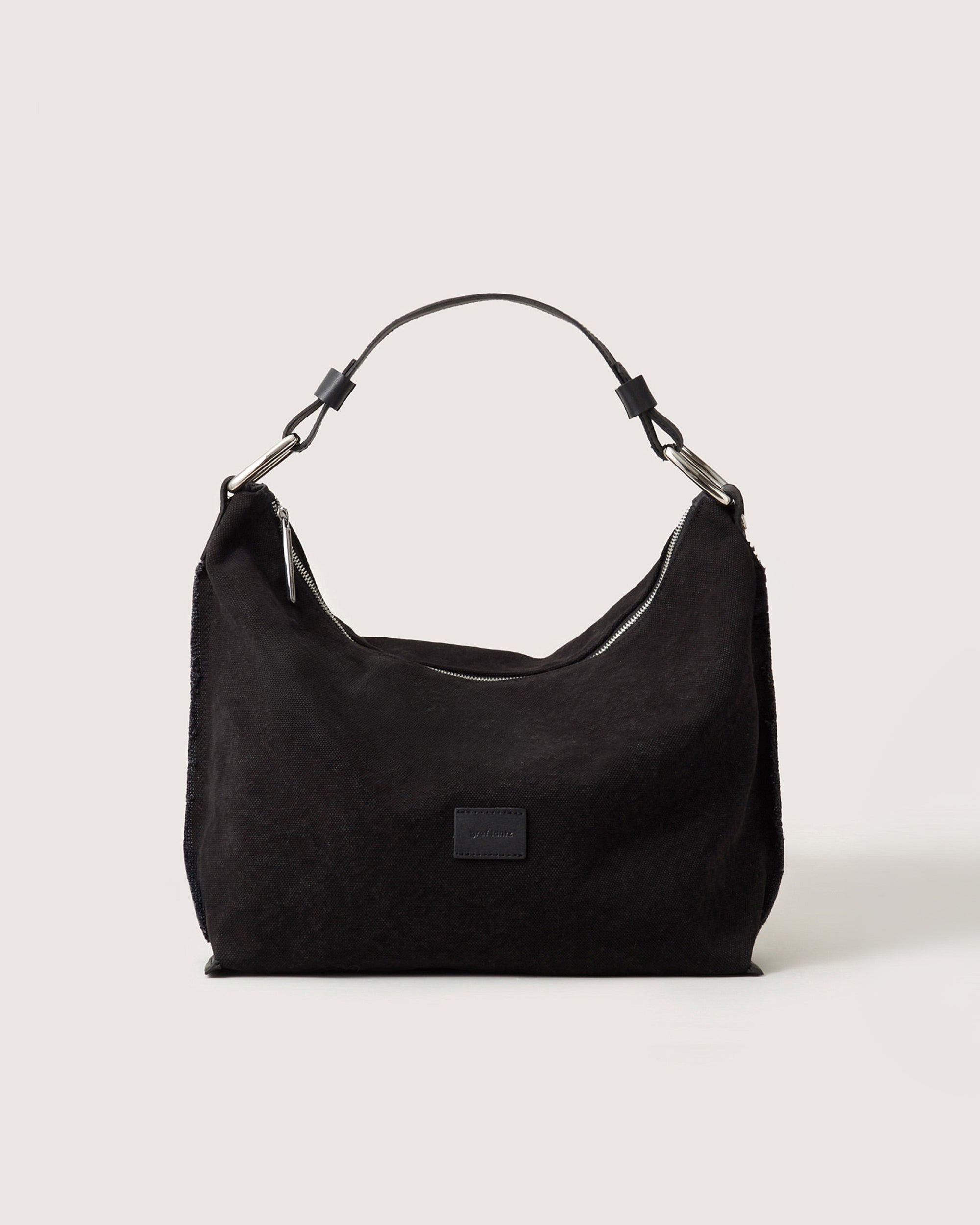 Hana Canvas Hobo Bag in Black Canvas | Graf Lantz