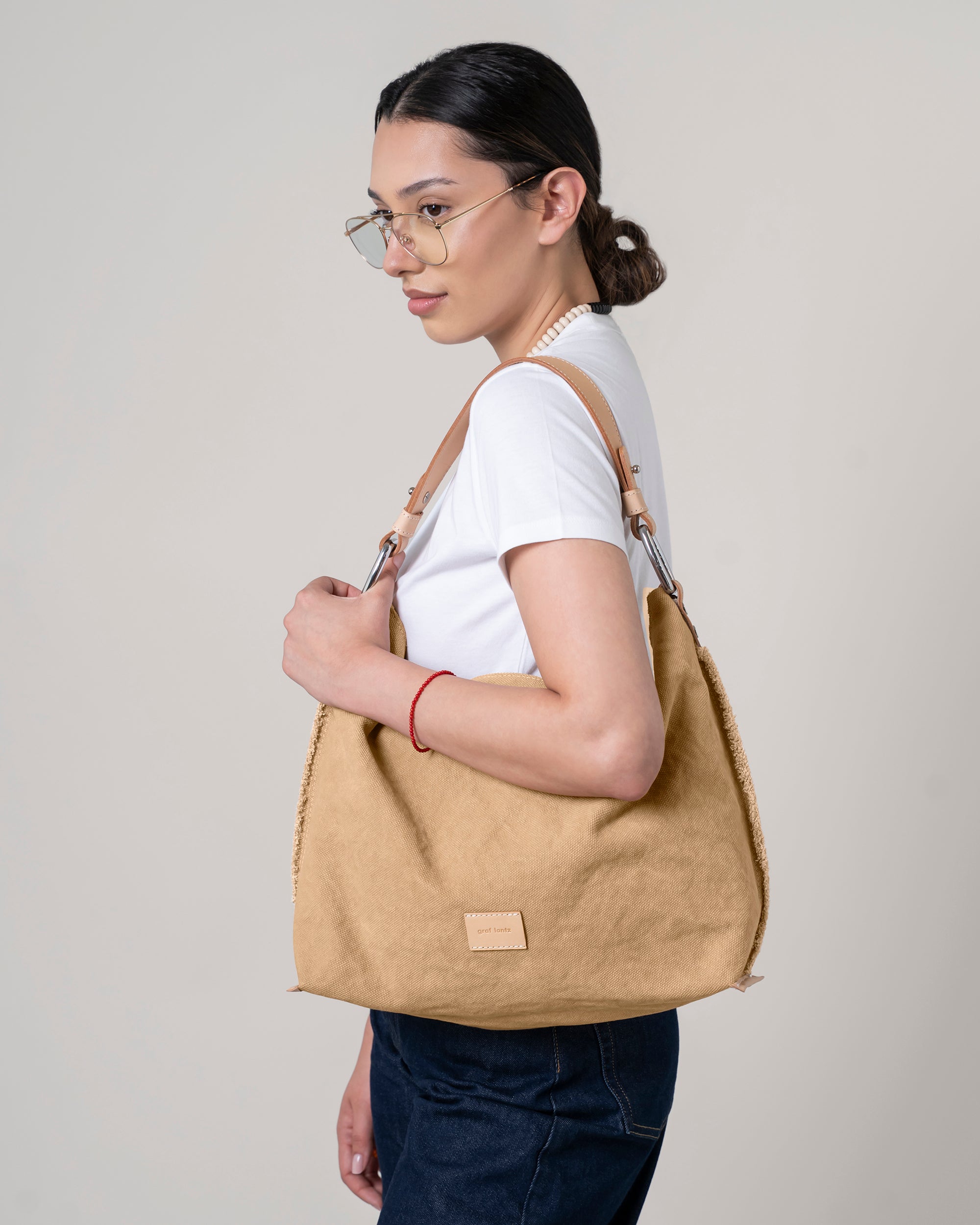 Hana Canvas Hobo Bag in Sand Canvas | Graf Lantz