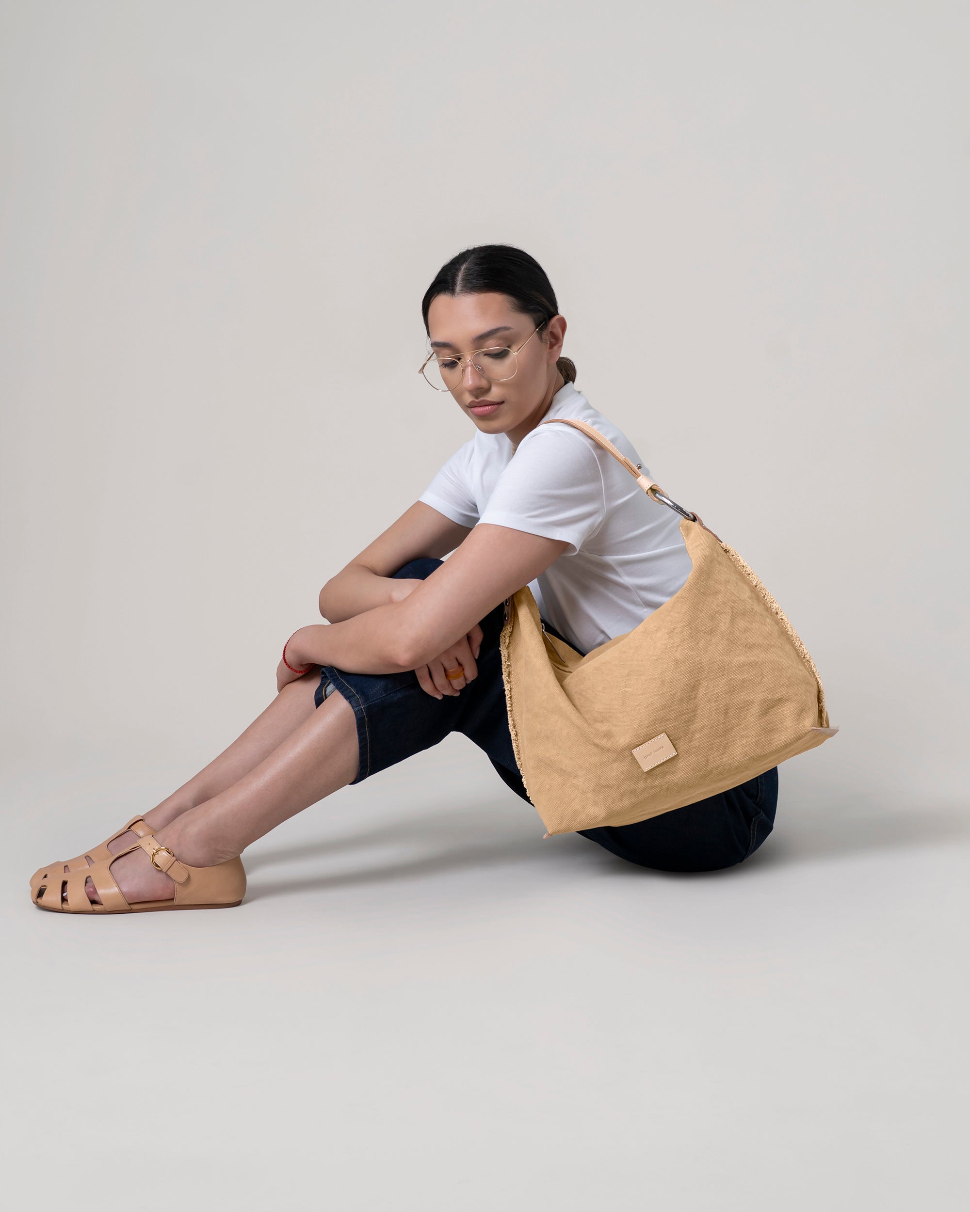 Hana Canvas Hobo Bag in Sand Canvas | Graf Lantz