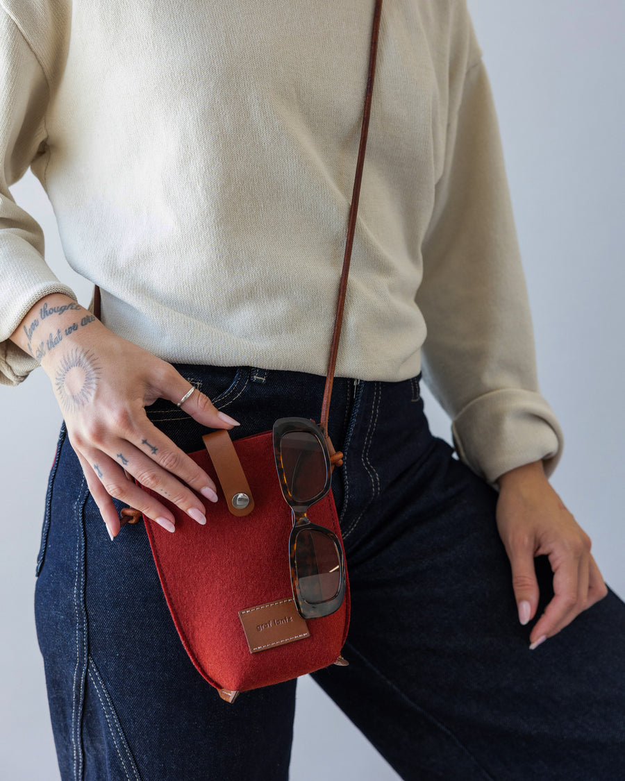 Hana Merino Wool Phone Crossbody - Rosewood