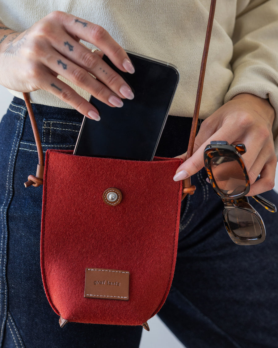 Hana Merino Wool Phone Crossbody - Rosewood