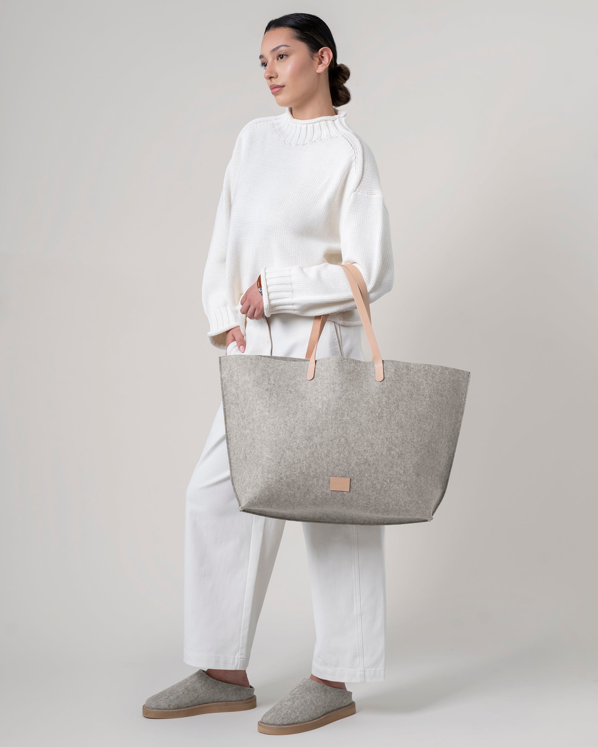 Hana Merino Wool Boat Bag in Gray | Graf Lantz