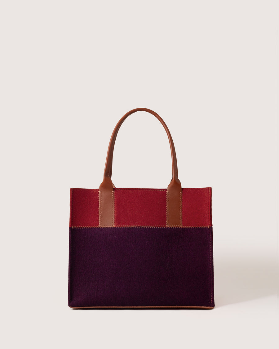 Jaunt Merino Wool Midi Tote - Aubergine/Rosewood