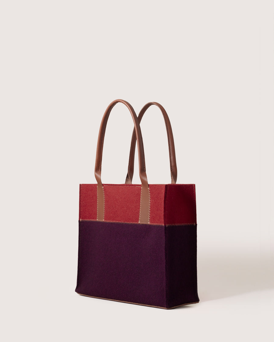 Jaunt Merino Wool Midi Tote - Aubergine/Rosewood