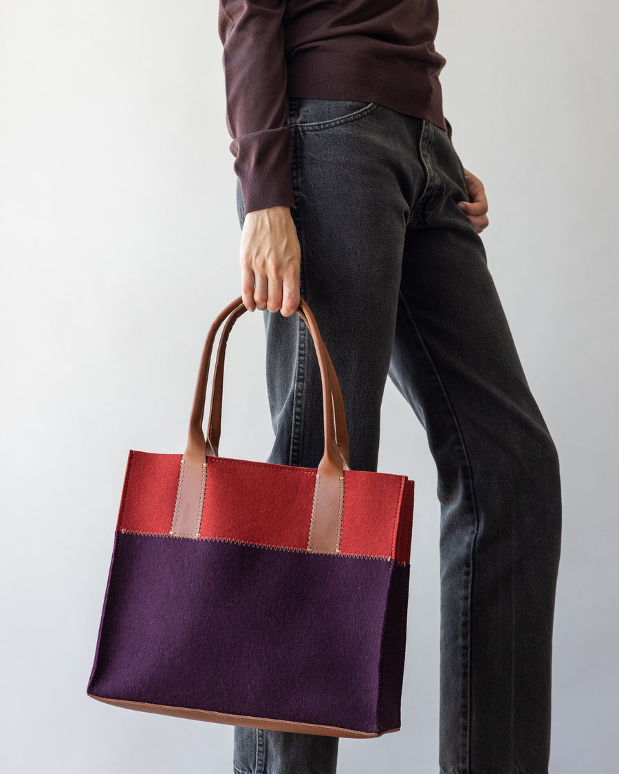 Jaunt Merino Wool Midi Tote - Aubergine/Rosewood