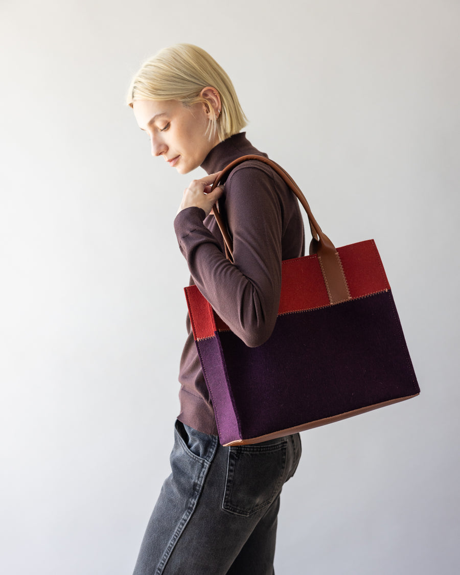 Jaunt Merino Wool Midi Tote - Aubergine/Rosewood