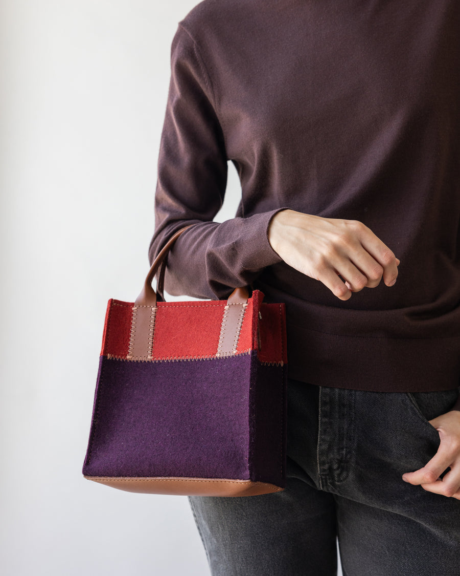 Jaunt Merino Wool Mini Tote - Aubergine/Rosewood