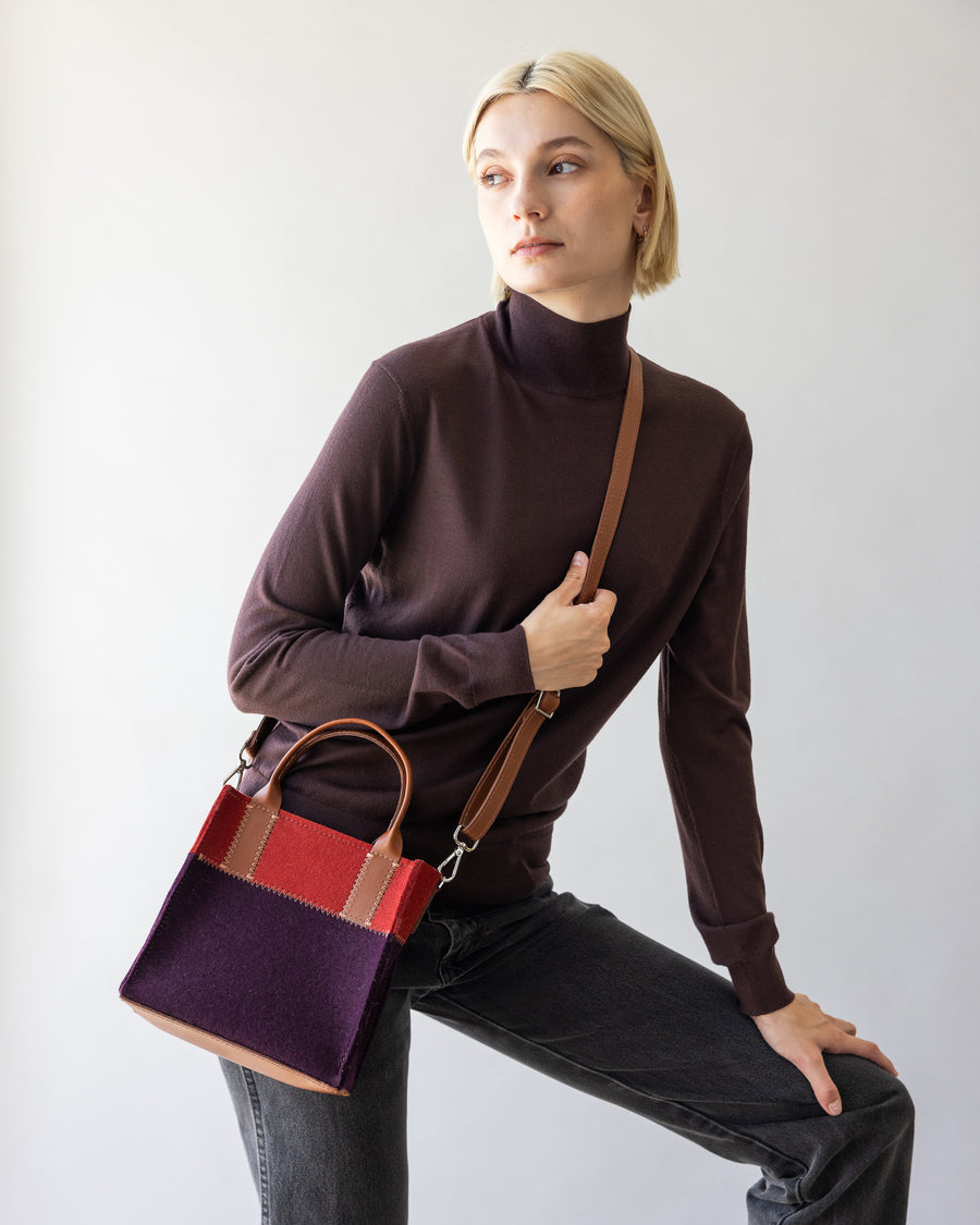 Jaunt Merino Wool Mini Tote - Aubergine/Rosewood