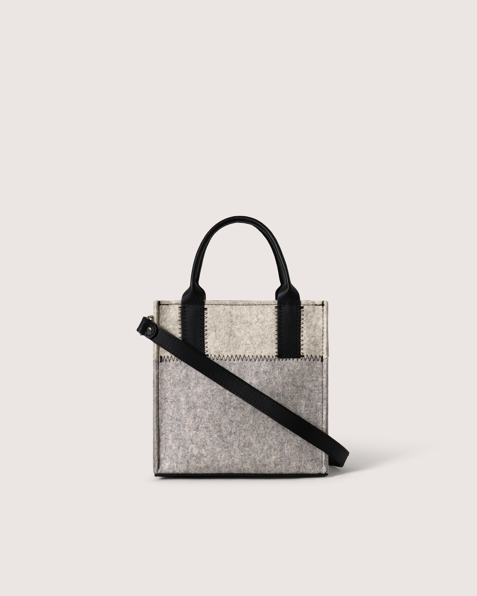 Merino Wool and Leather Bedford Belt Bag in Dark Gray and Black