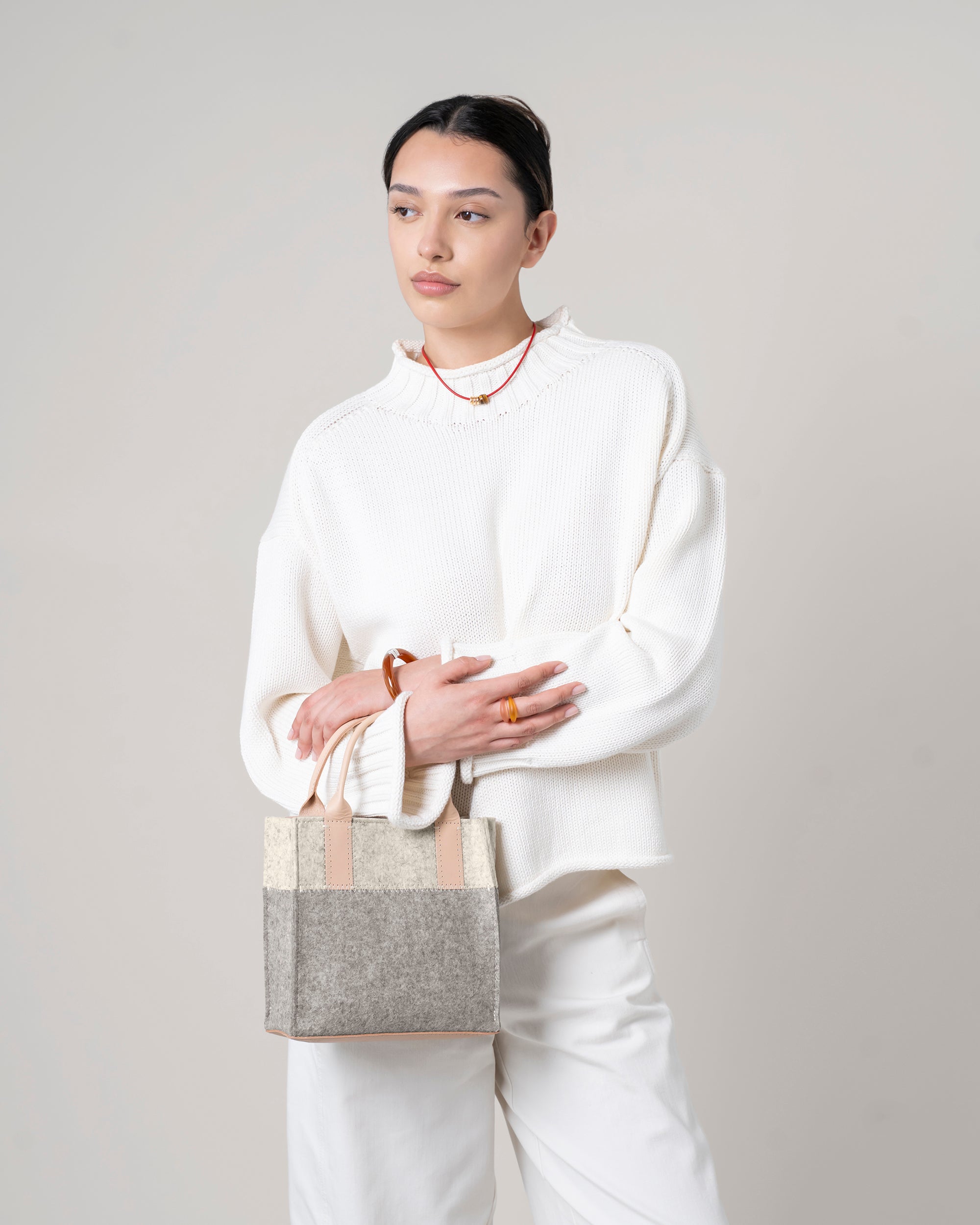 Jaunt Merino Wool Mini Crossbody in Grey and Beige | Graf Lantz