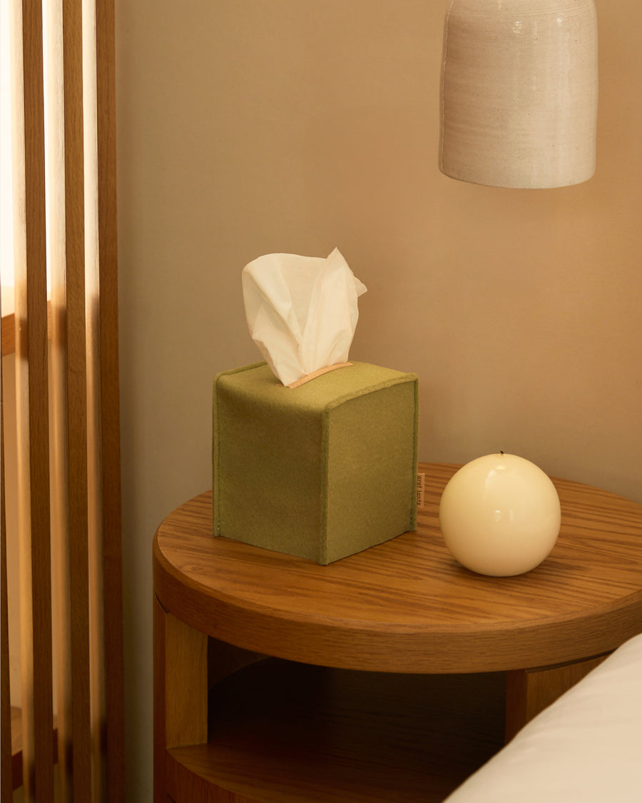 Small Merino Wool Tissue Box Cover in Granite | Graf Lantz