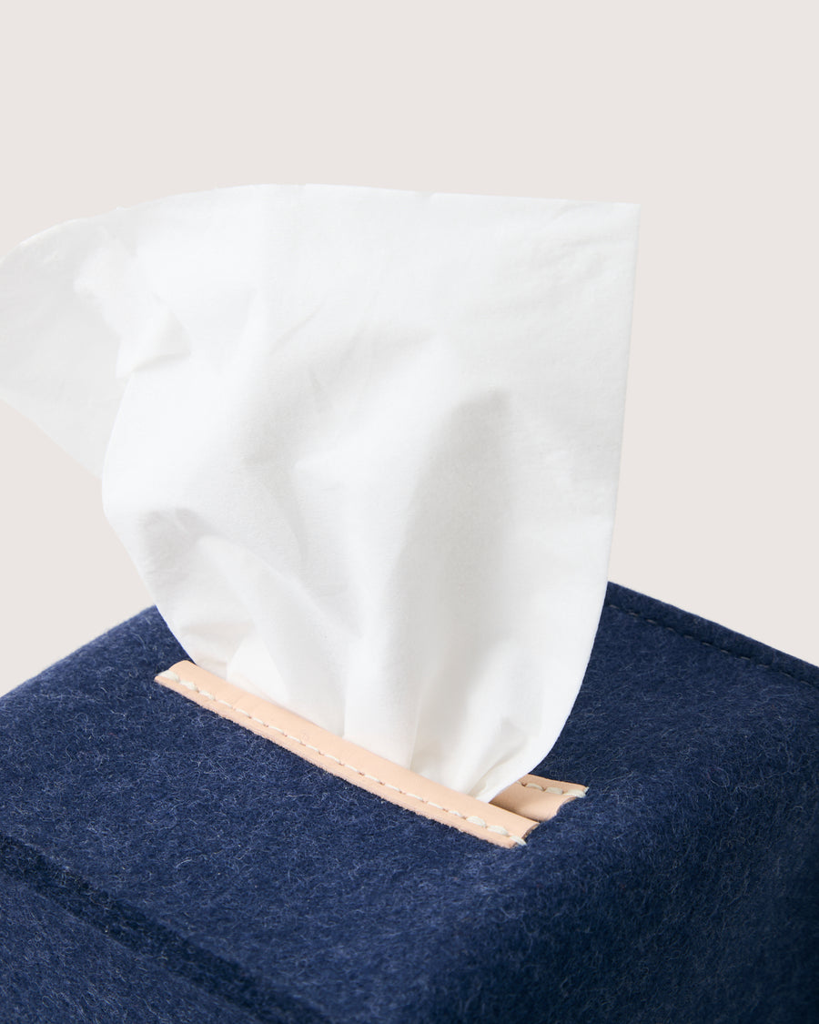 Small Merino Wool Tissue Box Cover in Heather White | Graf Lantz