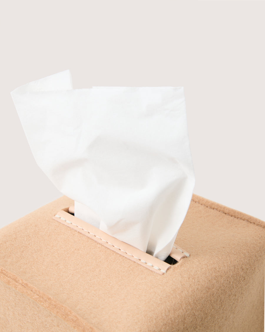 Small Merino Wool Tissue Box Cover in Heather White | Graf Lantz