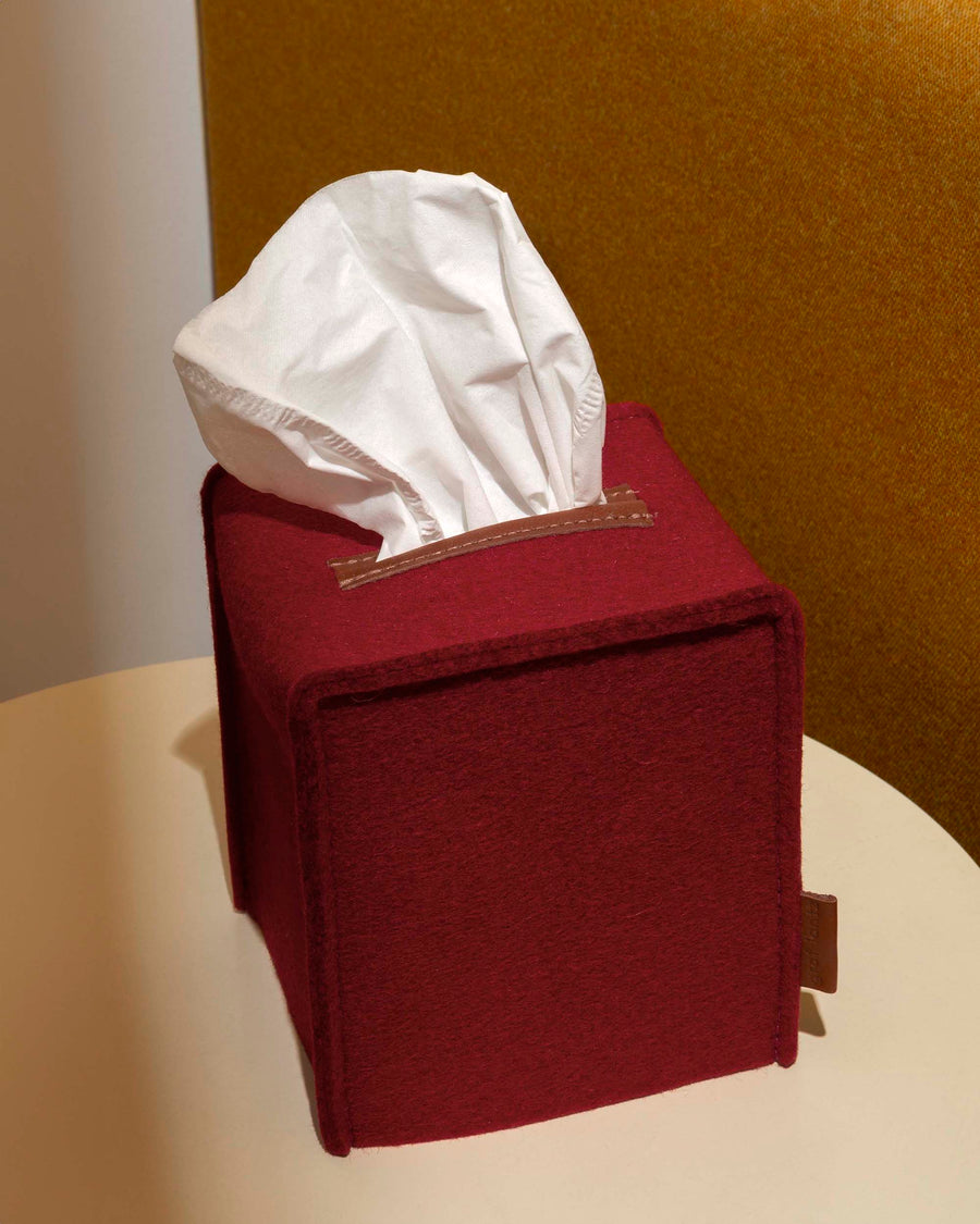 Merino Wool Small Tissue Box Cover - Rosewood