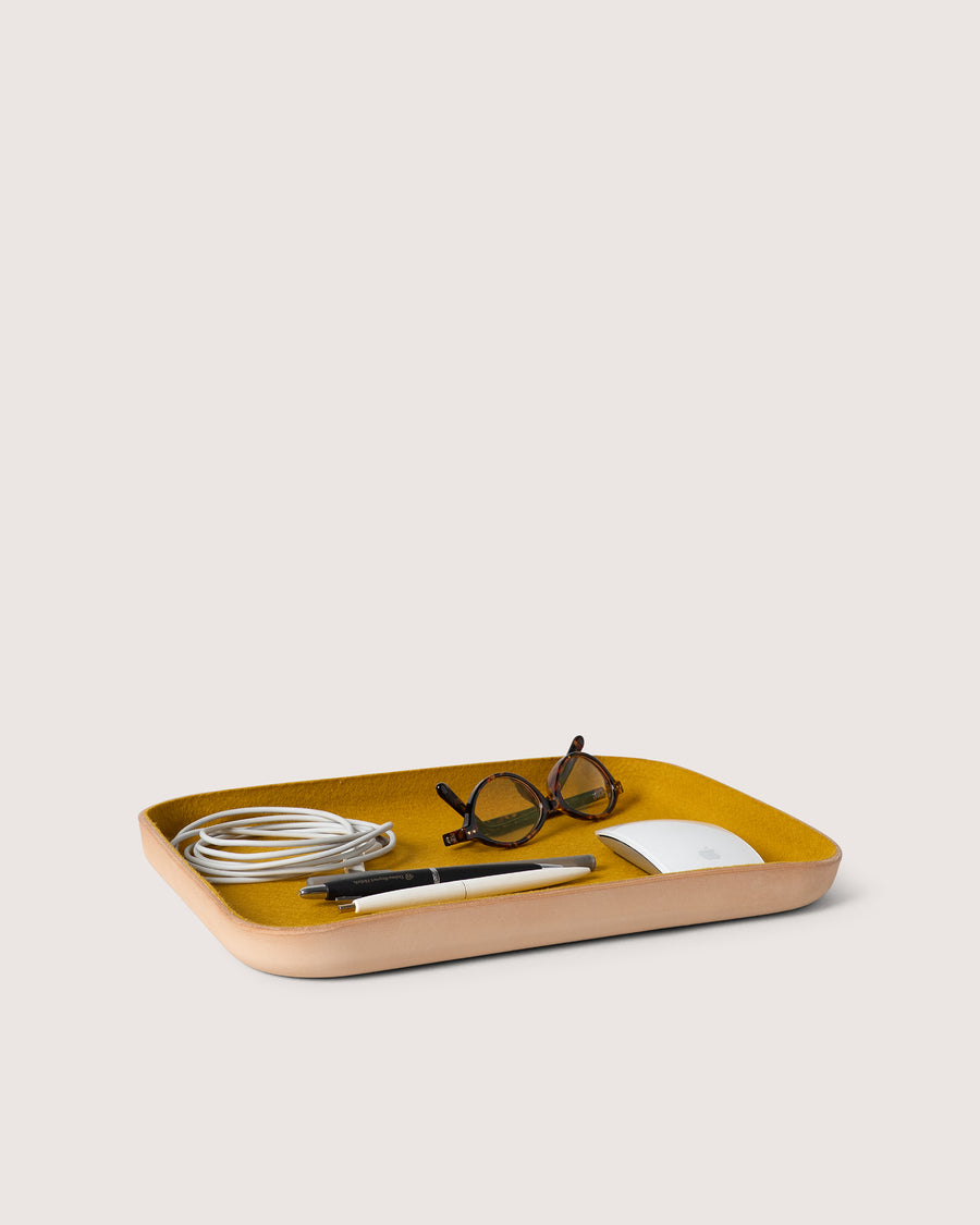 Large Kawabon Leather/Merino Wool Catchall Tray in Black | Graf Lantz