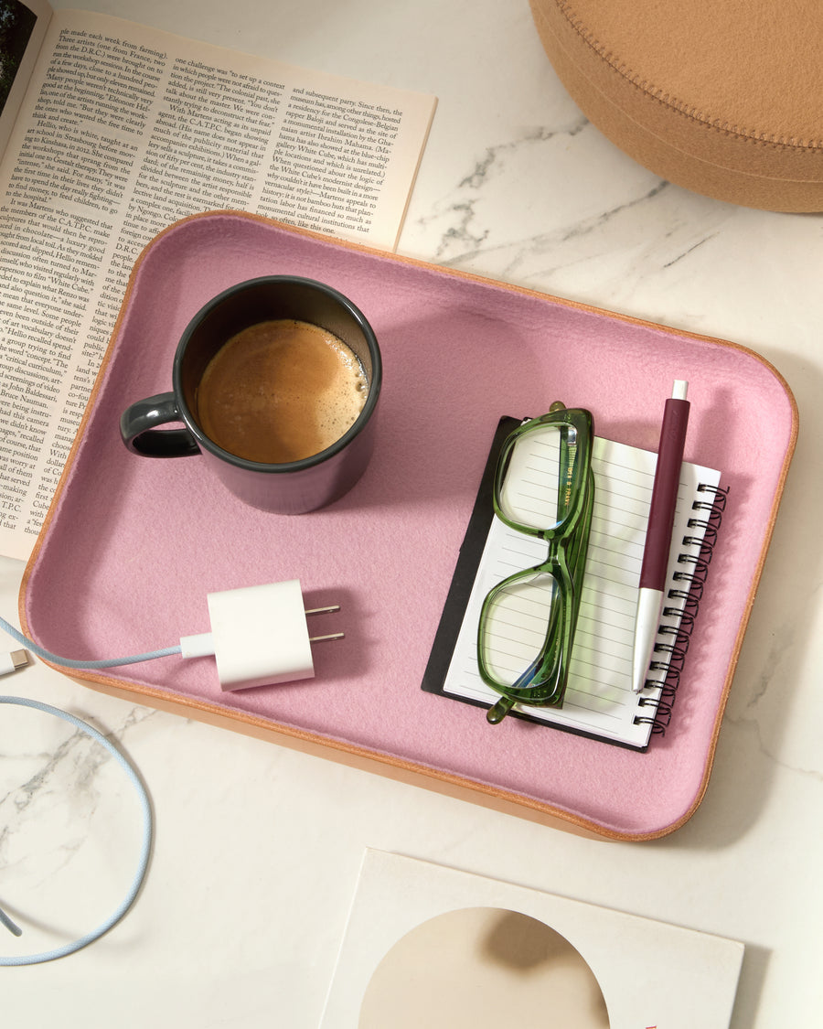 Large Kawabon Leather/Merino Wool Catchall Tray in Black | Graf Lantz