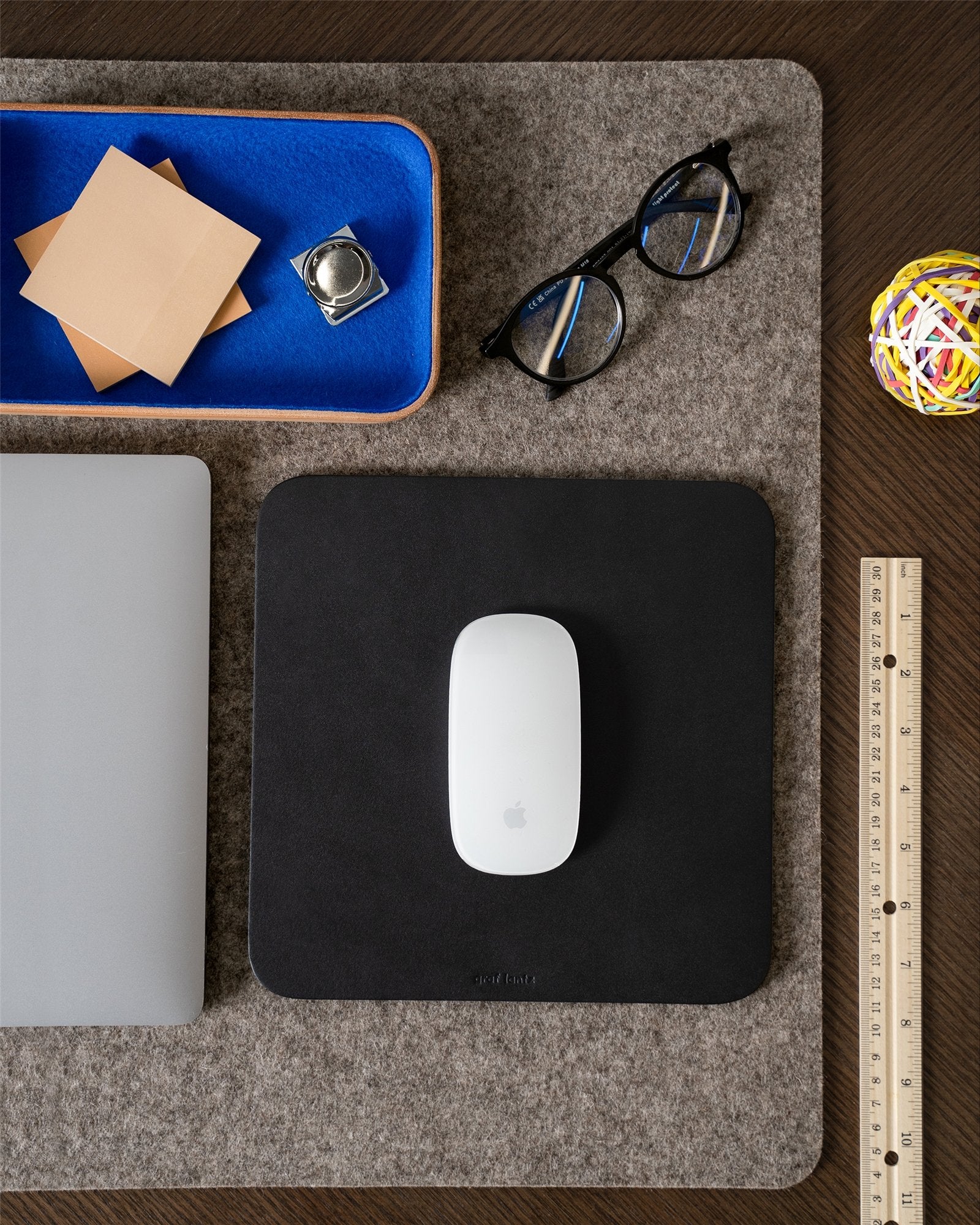 Mausu Leather/Merino Wool Square Mouse Pad
